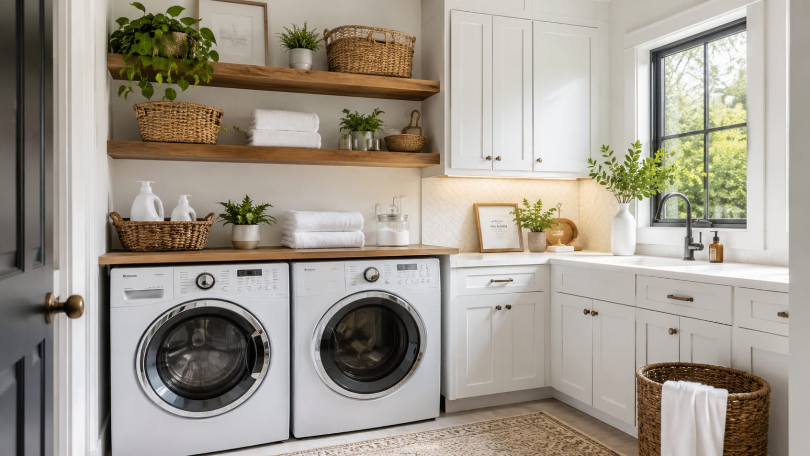 Beautiful organized laundry room with smart storage solutions