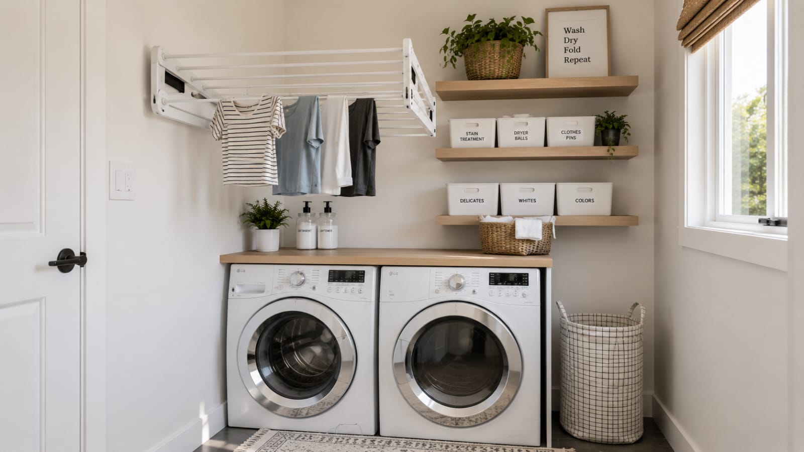Beautiful organized laundry room with smart storage solutions