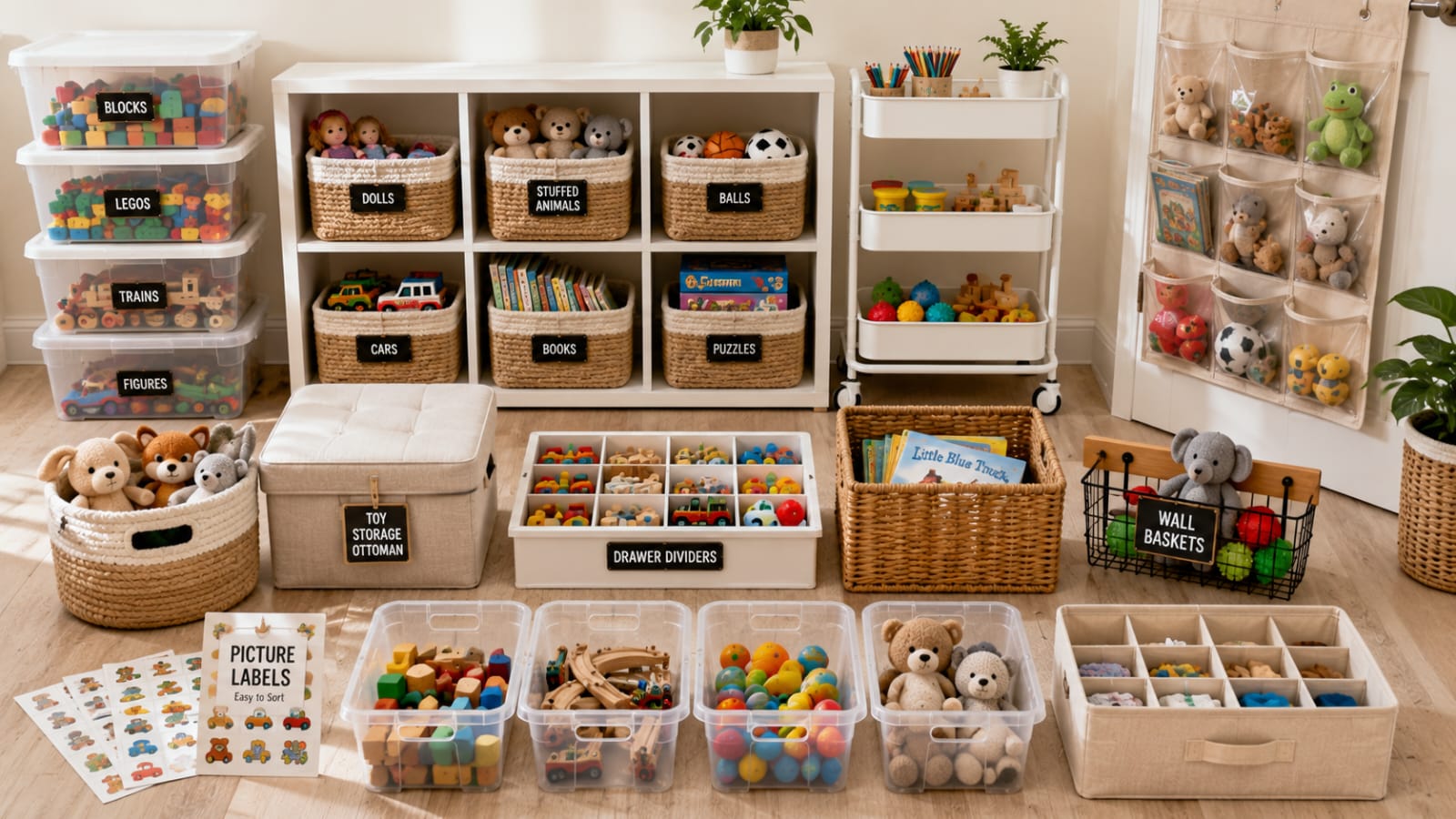 Recommended toy organization products including bins and labels