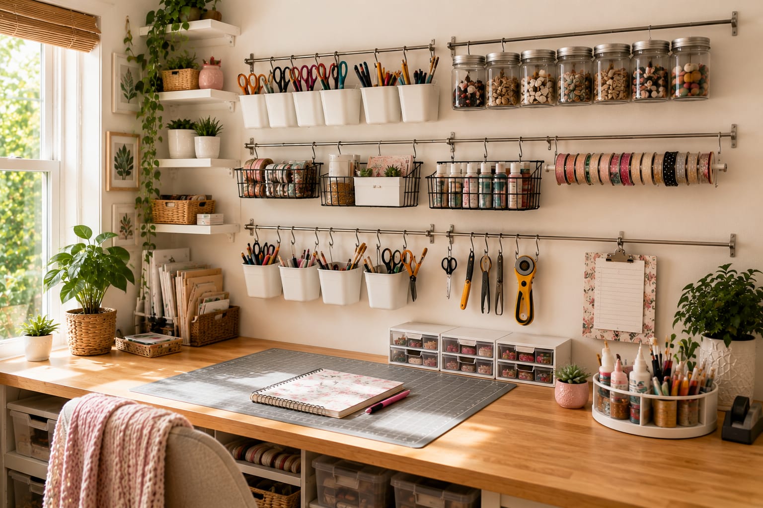 Donation box filled with unused craft supplies to keep a craft room organized and clutter-free.