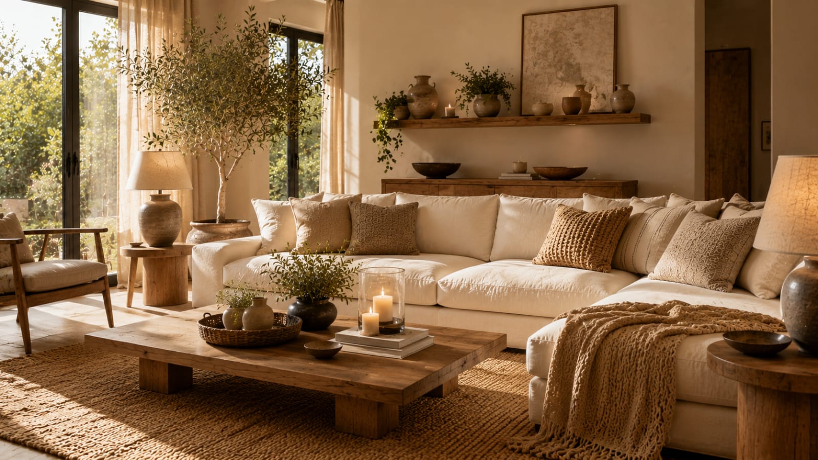 Styled organic modern living room
