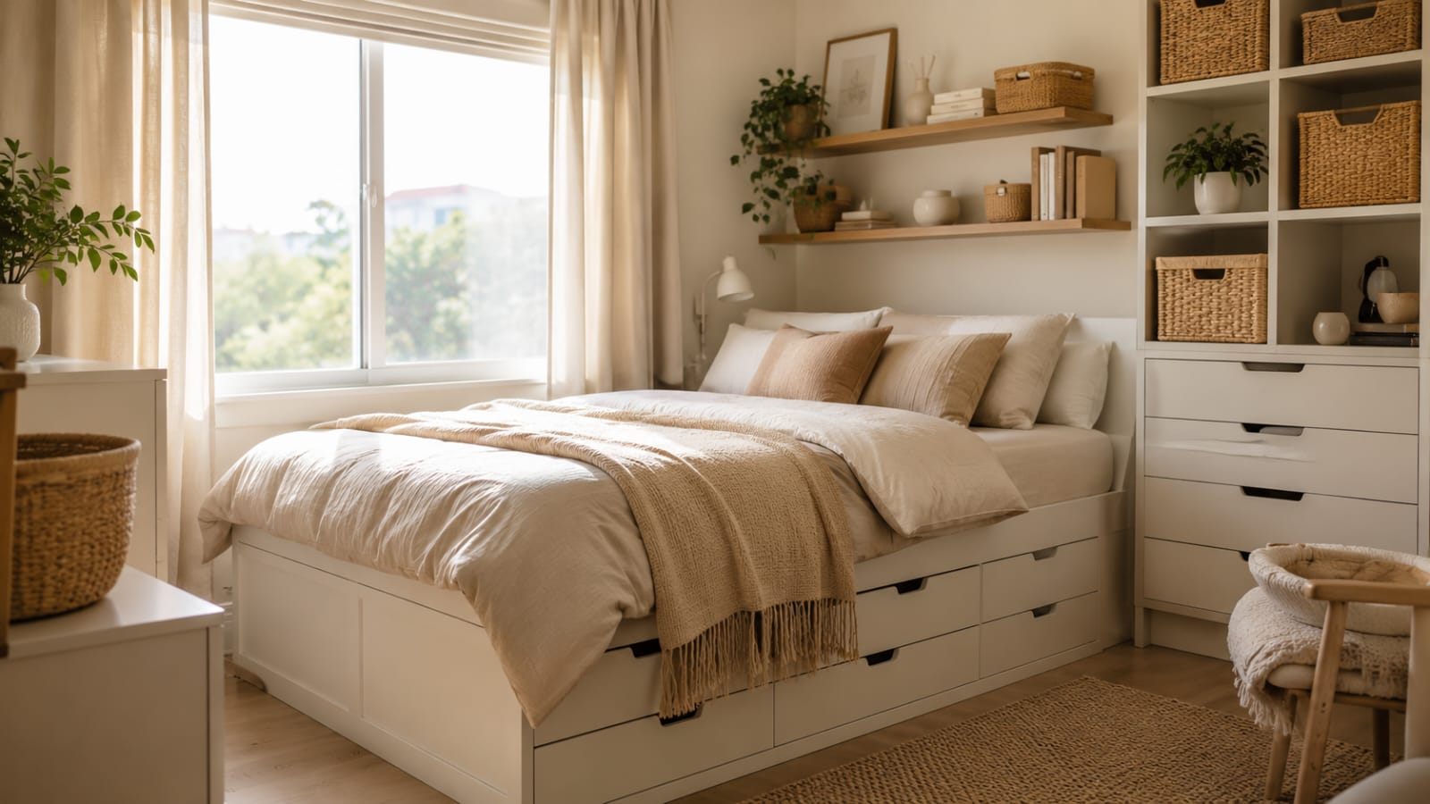 Small bedroom ideas storage inspiration.