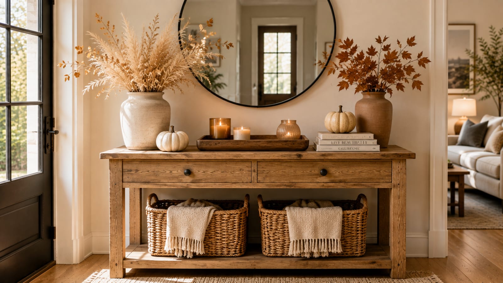 Seasonal console table decor ideas