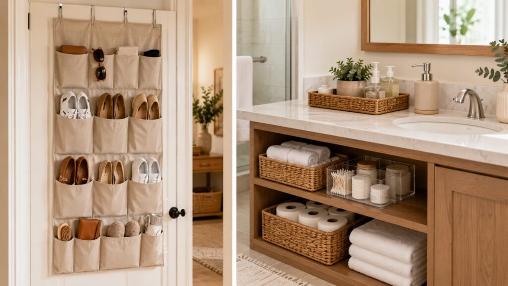 over-the-door organizer and bathroom storage organizer